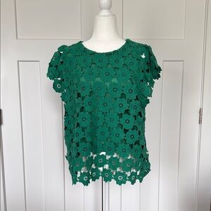 Green Floral Lace Women's Top